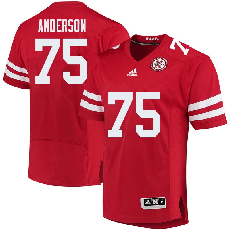 Men #75 Fyn Anderson Nebraska Cornhuskers College Football Jerseys Sale-Red